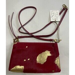 DARCY by Hobo Bags Crossbody Calf Hair  3-in-1  Shoulder Bag Wristlet Red Gold